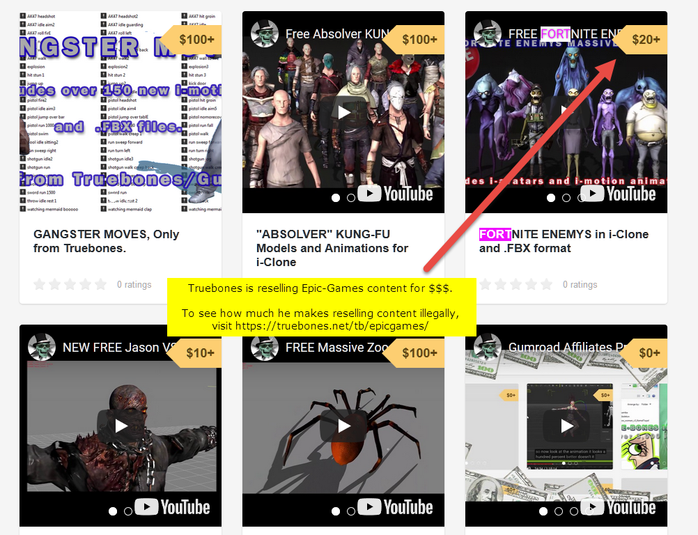 Fortnite models illegally sold by Truebones epic2